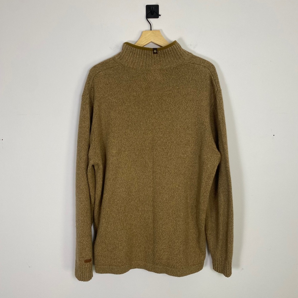 Columbia Sportswear Company Men's XL Tan Striped‎ 1/4 Zip Wool Blend Sweater - Picture 6 of 6